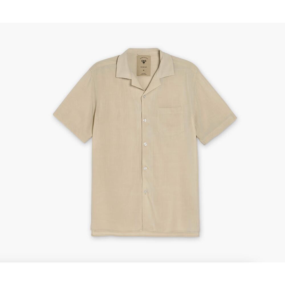OAS Company Plain Shirt Sand Size M Viscose Resort Shirt